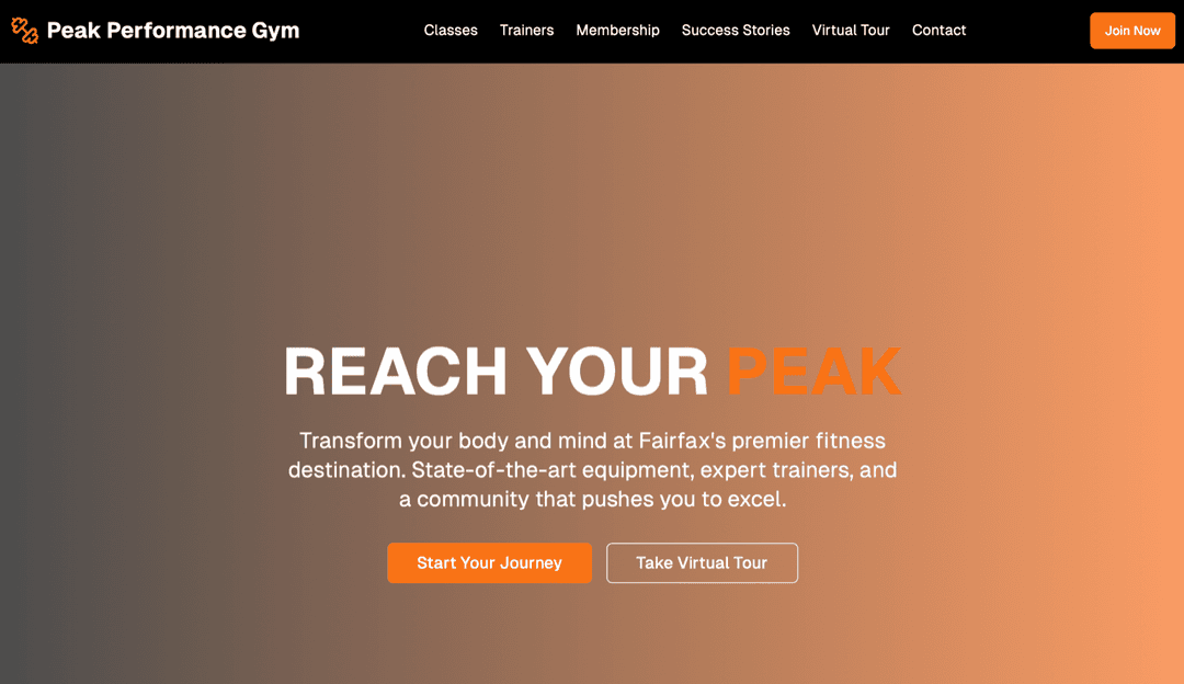 Peak Performance Gym Website